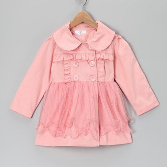 Butterflies & Moonbeams Other - Butterflies & Moonbeams Pink Lace Peacoat